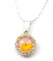 Punto luce cristallo austriaco originale color Yellow con riflessi azzurri con catenina in acciaio inox