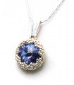 Punto luce con cristallo austriaco originale color viola tanzanite con catenina in acciaio inox