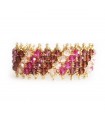 Bracciale Crown in perline dorate e cristalli di Boemia nelle sfumature del viola