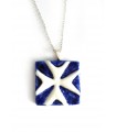Ciondolo croce di Amalfi con croce di Malta in ceramica dipinta a mano e catenina in argento 925