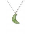 Necklace with green ceramic crescent moon pendant