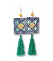 Moroccan style earrings in turquoise blue and yellow aluminum