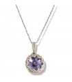 Collana punto luce con cristallo viola e perline con catenina acciaio inox Majolia