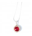 Red light point bezeled with seed beads with stainless steel chain