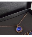 Collana Punto luce in cristallo color Majestic Blue e perline con catenina in lega metallica color rame Majolia