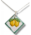 Prezzo Lancio! Ciondolo maiolica in ceramica dipinto a mano con limone a rombo