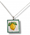 Prezzo Lancio! Ciondolo maiolica in ceramica dipinto a mano con limone