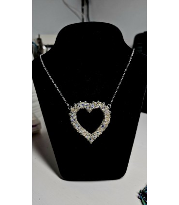 copy of Ciondolo in perline con cristallo blu zaffiro centrale